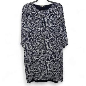 Garnet Hill 100% Silk Abstract Floral Shift Dress Size 6 Casual Vacation Summer